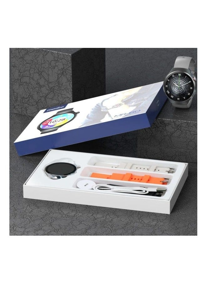 Modio MR 60 Smart Watch With 2.5D Curved Display, 3 Pair Strap & Wireless Charging – Stylish Touch Screen Watch for Ladies and Men – Black - Image 3